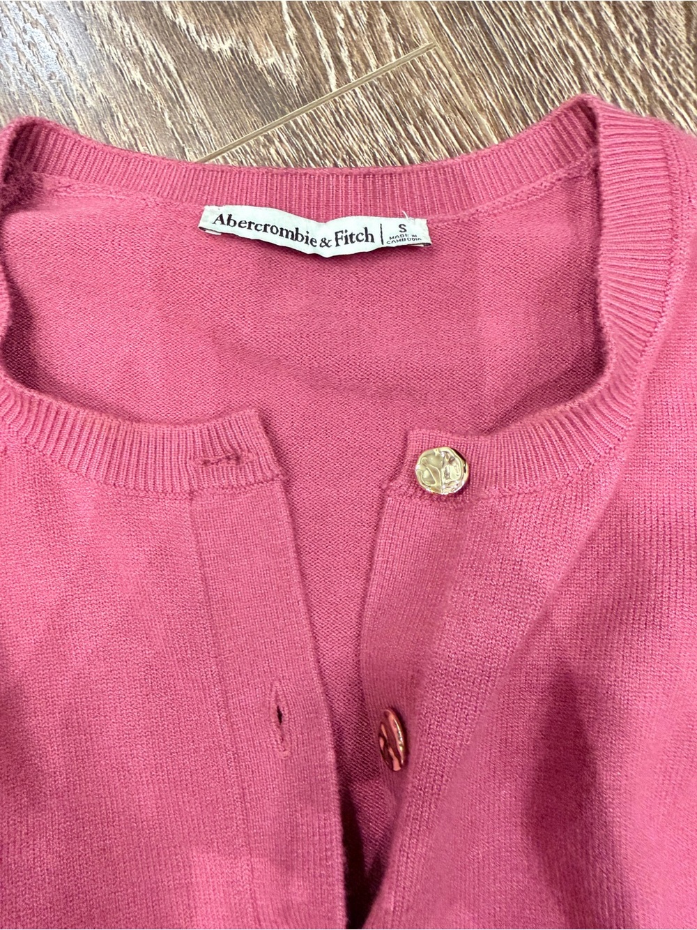 Abercrombie & Fitch Rose-Pink Button Front Knit Cardigan - Picture 2 of 3